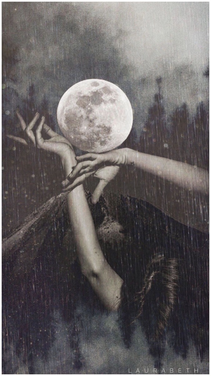 Artwork of hands cradling the moon